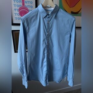 Diesel Collared Casual Shirt Y2K Cotton Stretch L/S French Blue Large Slim Fit